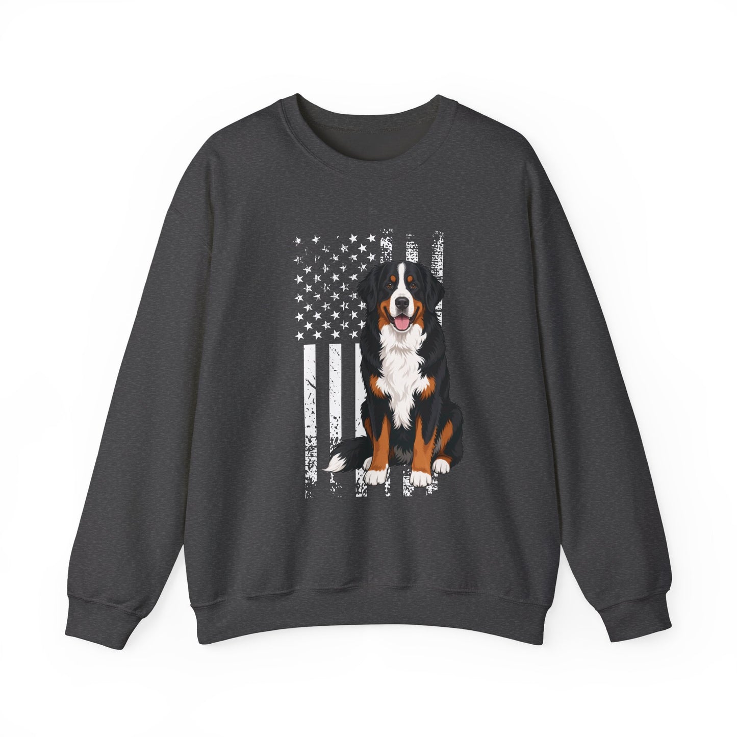 Bernese Mountain Dog USA Crewneck Sweatshirt Dark Heather