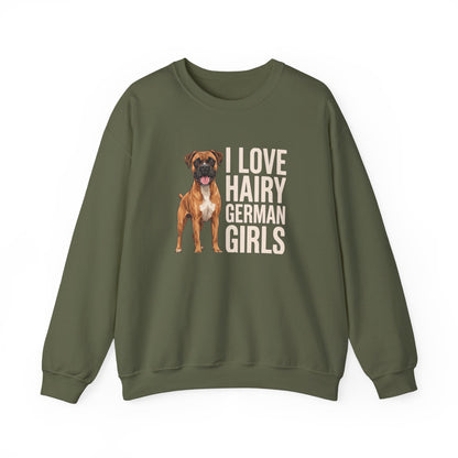 Fawn Boxer Hairy German Girl Crewneck Sweatshirt