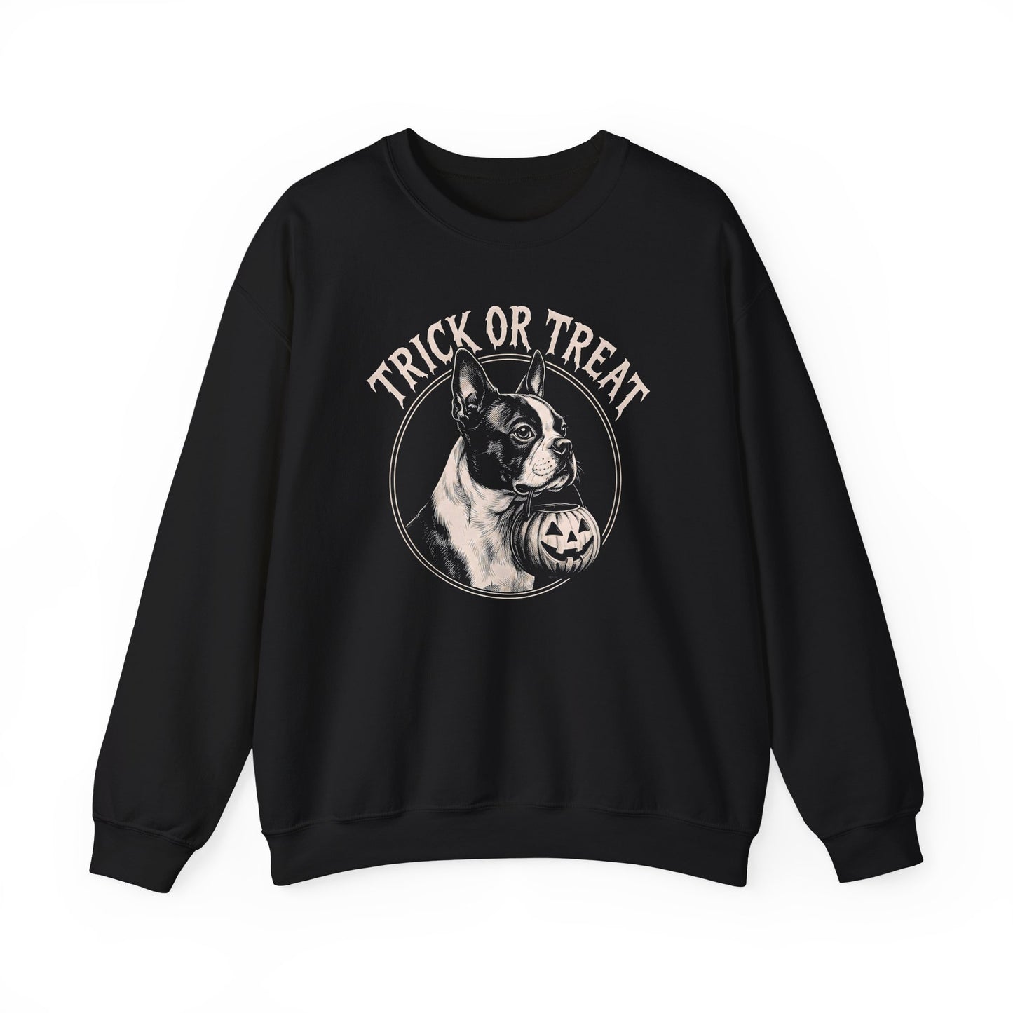 Boston Terrier Trick Or Treat Crewneck Sweatshirt