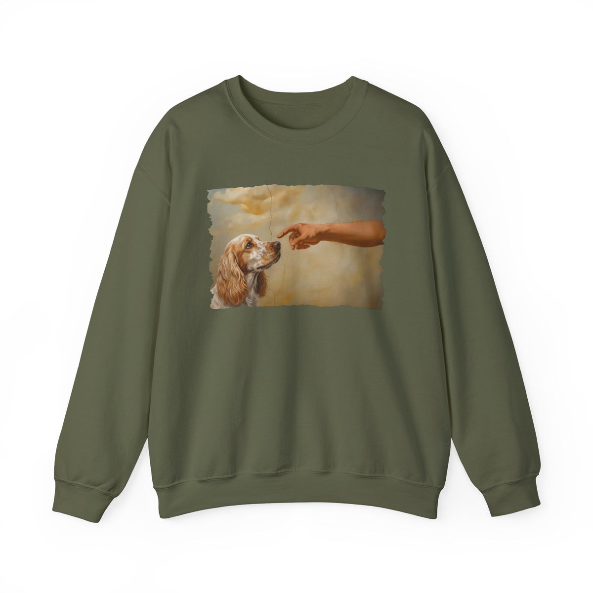 God Creates Lemon Roan Cocker Spaniel Crewneck Sweatshirt