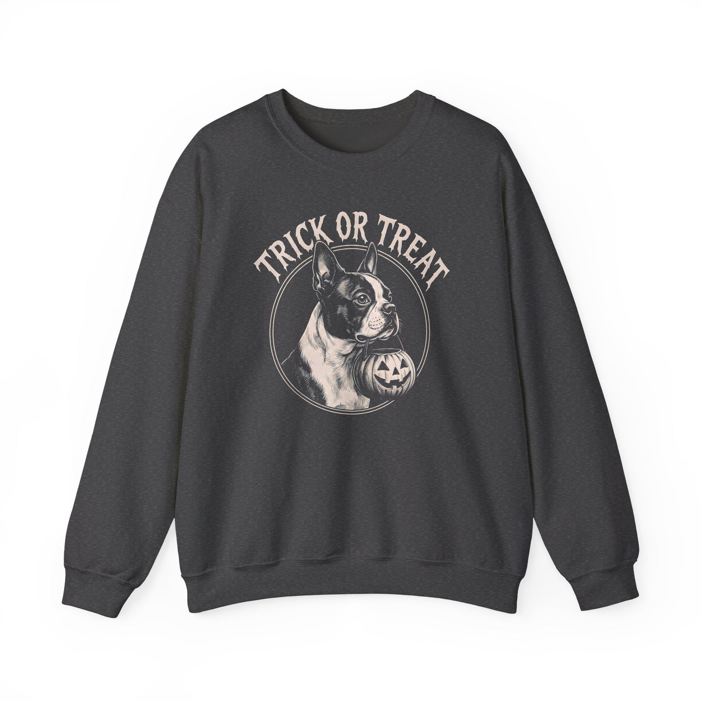 Boston Terrier Trick Or Treat Crewneck Sweatshirt