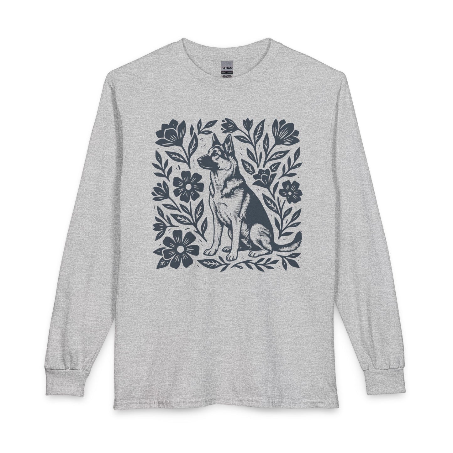 German Shepherd Linocut Long Sleeve