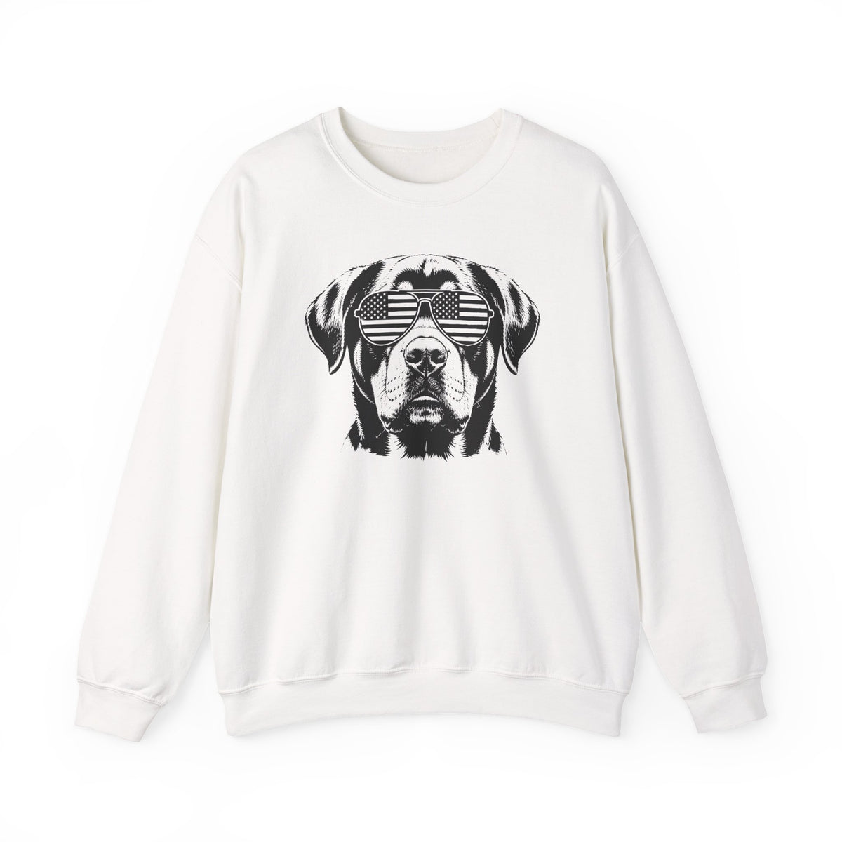 Rottweiler Flag Shades Crewneck Sweatshirt White
