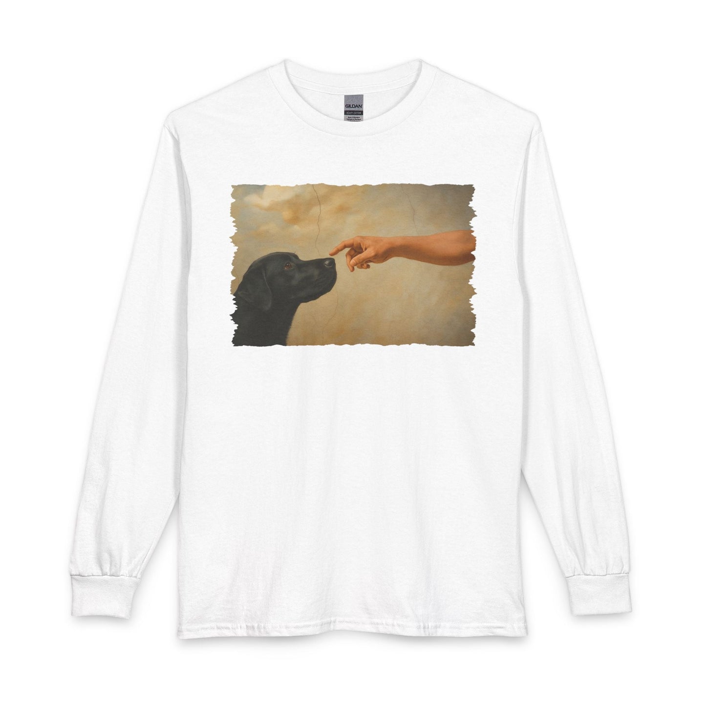 God Creates Black Lab Long Sleeve White