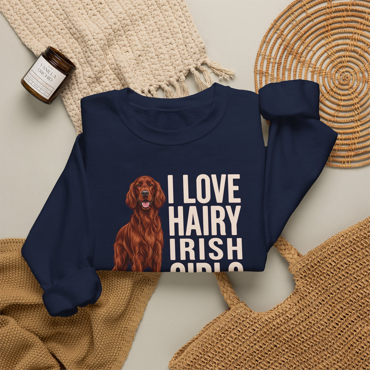 Irish Setter Hairy Girls Crewneck Sweatshirt