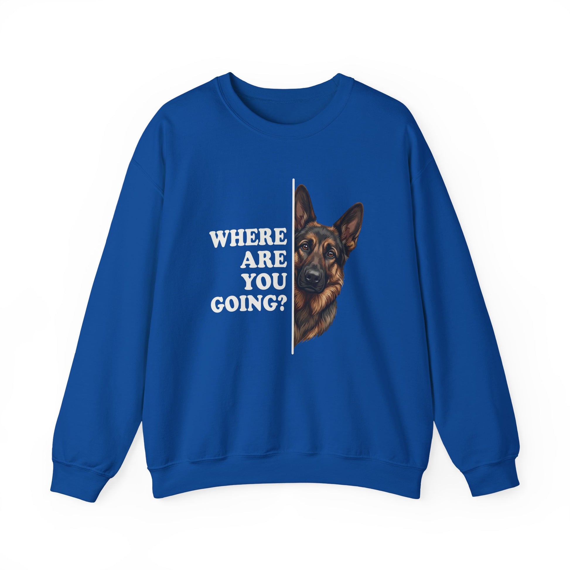 Black and Tan GSD Following Crewneck Sweatshirt Royal