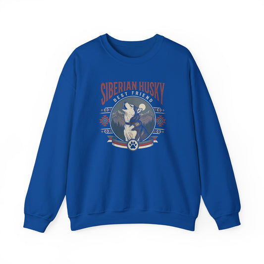 Siberian Husky Best Friend Crewneck Sweatshirt Royal