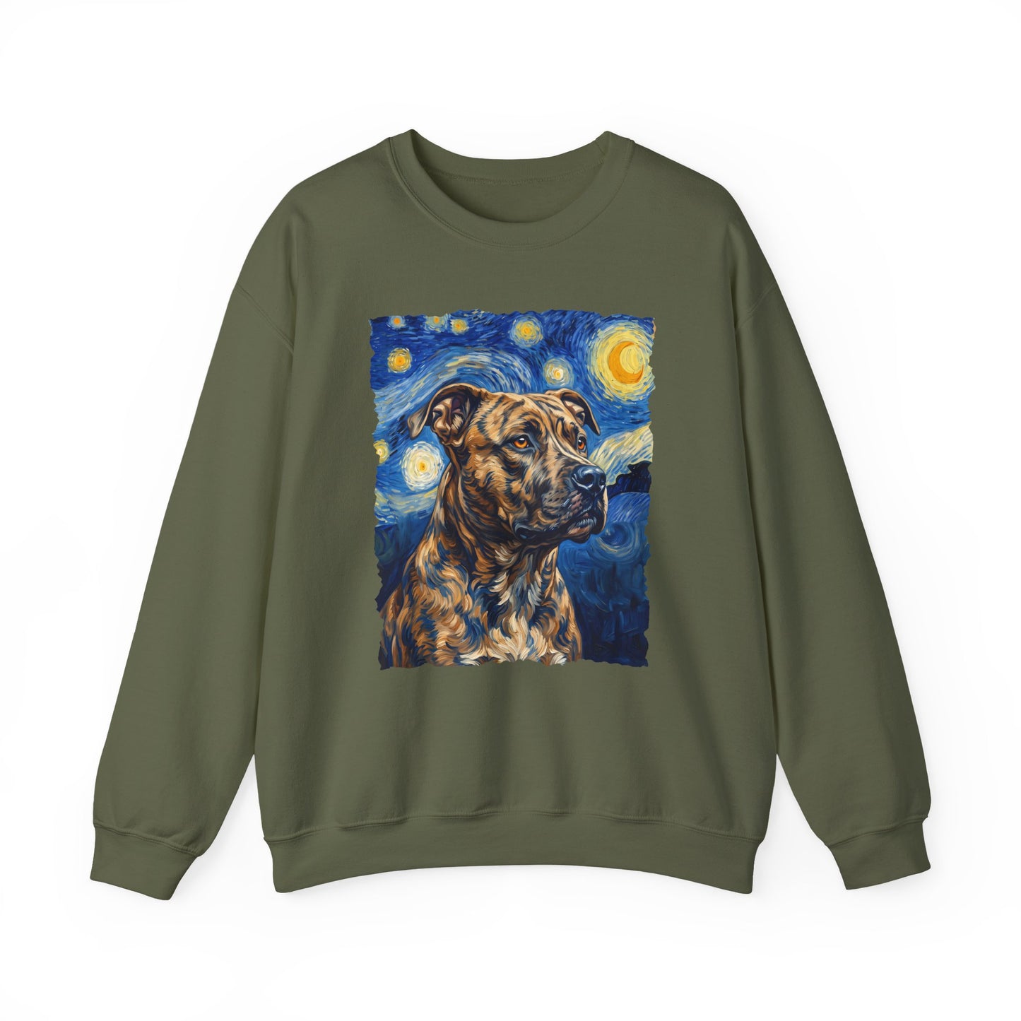Pitbull Brindle Van Gogh Crewneck Sweatshirt