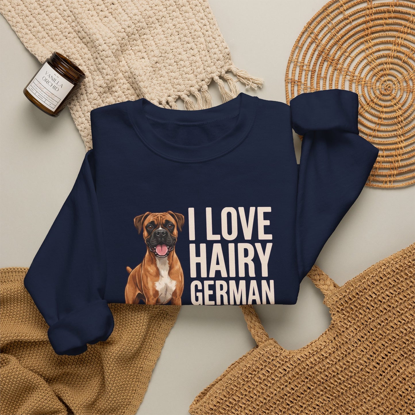 Fawn Boxer Hairy German Girl Crewneck Sweatshirt