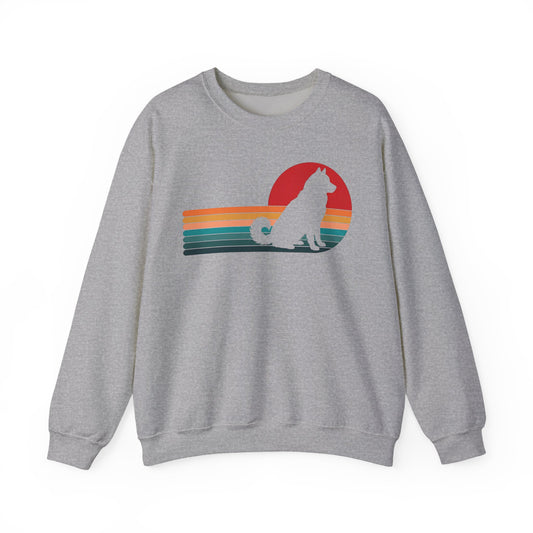 Alaskan Malamute Retro Sunset Crewneck Sweatshirt Sport Grey