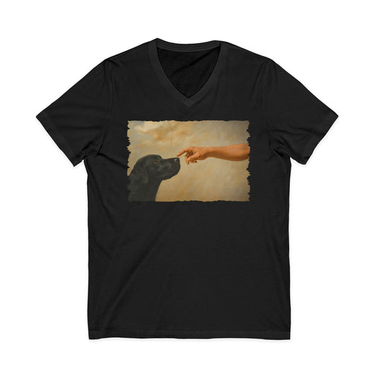 God Creates Black Labrador V-Neck Tee Black