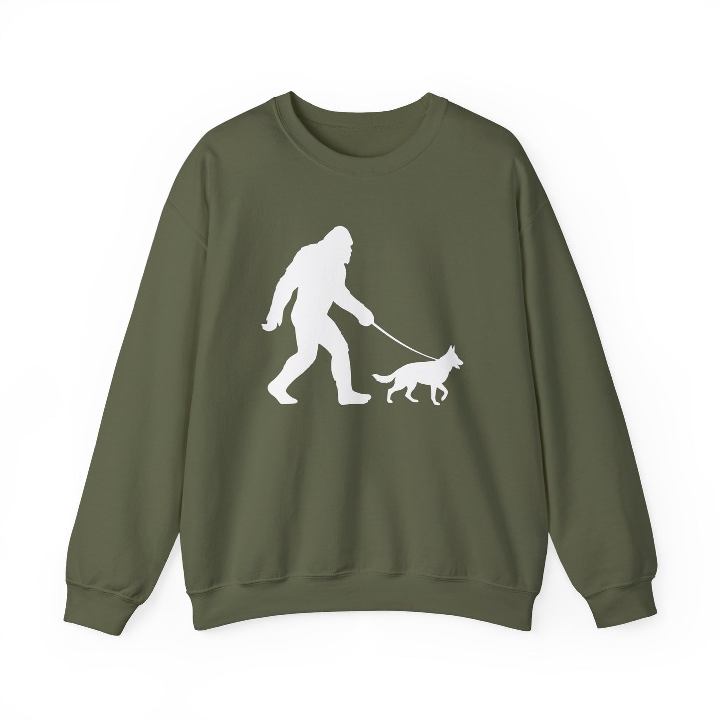 German Shepherd Bigfoot Crewneck Sweatshirt Military Green