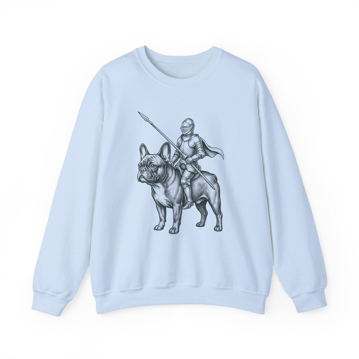 French Bulldog Knight Crewneck Sweatshirt Light Blue