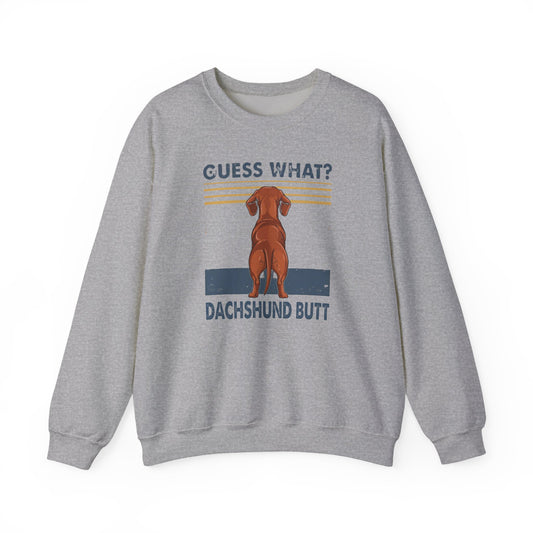 Dachshund Guess What Crewneck Sweatshirt Sport Grey