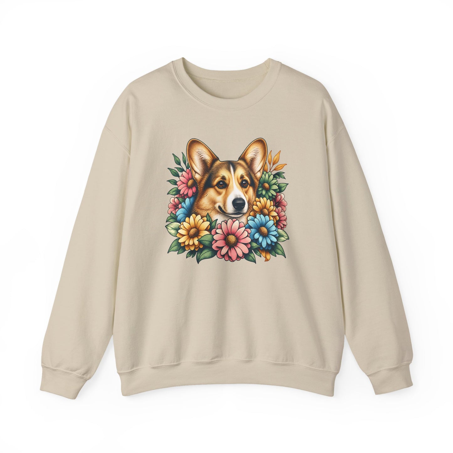 Cardigan Welsh Corgi Sable Flowers Crewneck Sweatshirt