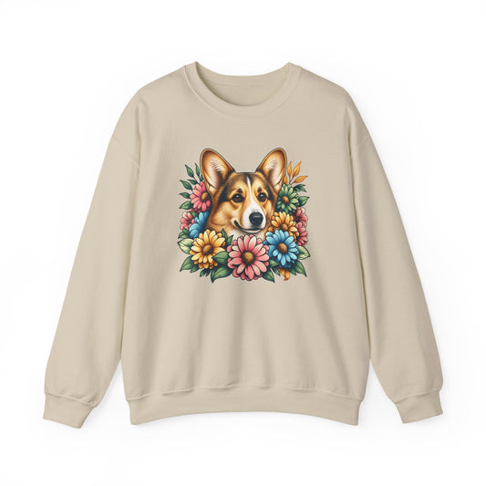 Cardigan Welsh Corgi Sable Flowers Crewneck Sweatshirt