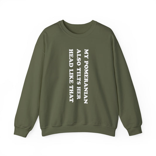 Pomeranian Tilts Her Head Crewneck Sweatshirt