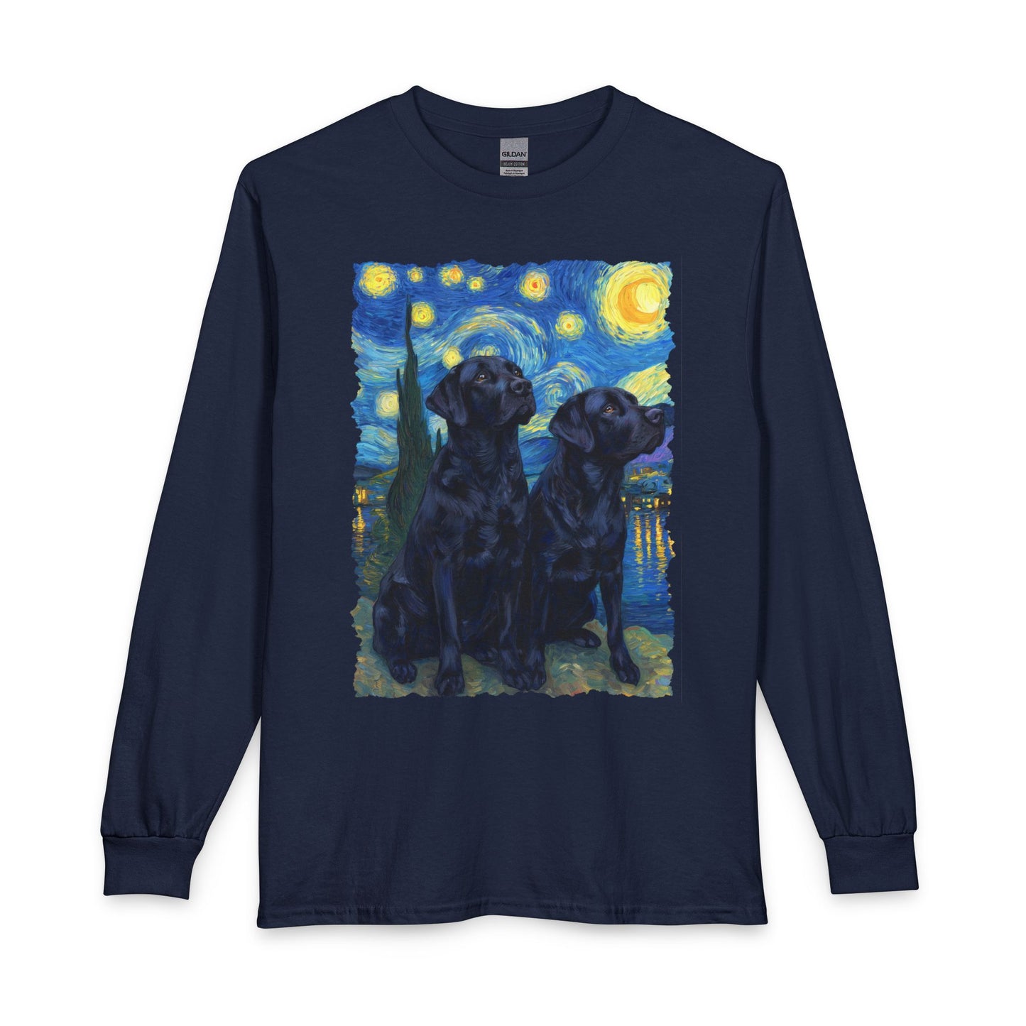 Two Black Labs Van Gogh Long Sleeve