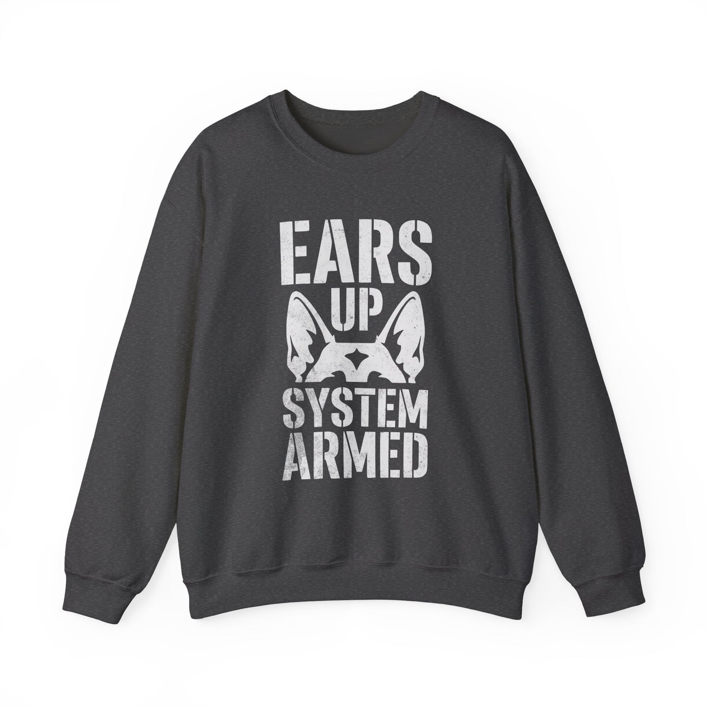 German Shepherd Alarm Crewneck Sweatshirt Dark Heather
