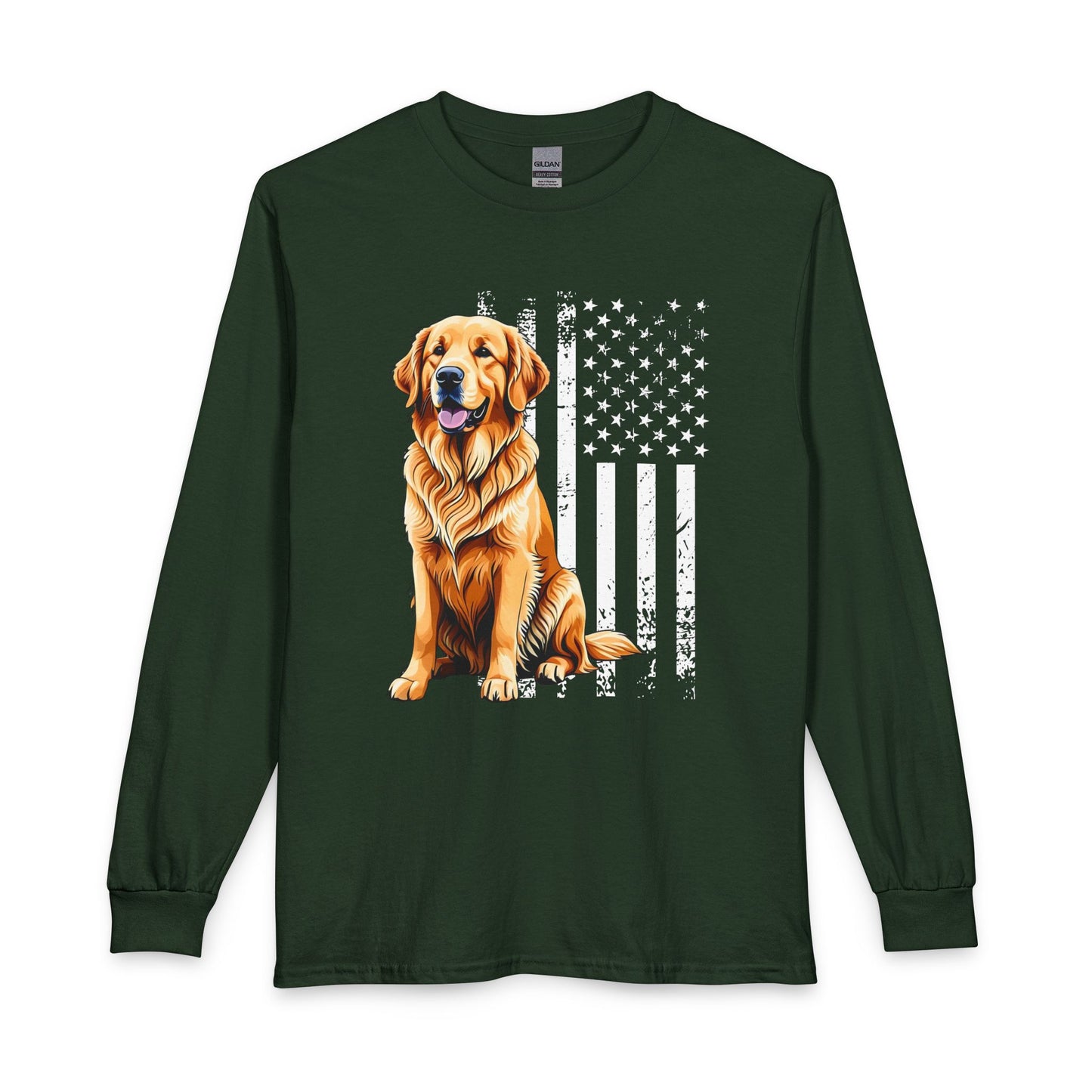 Golden Retriever USA Flag Long Sleeve