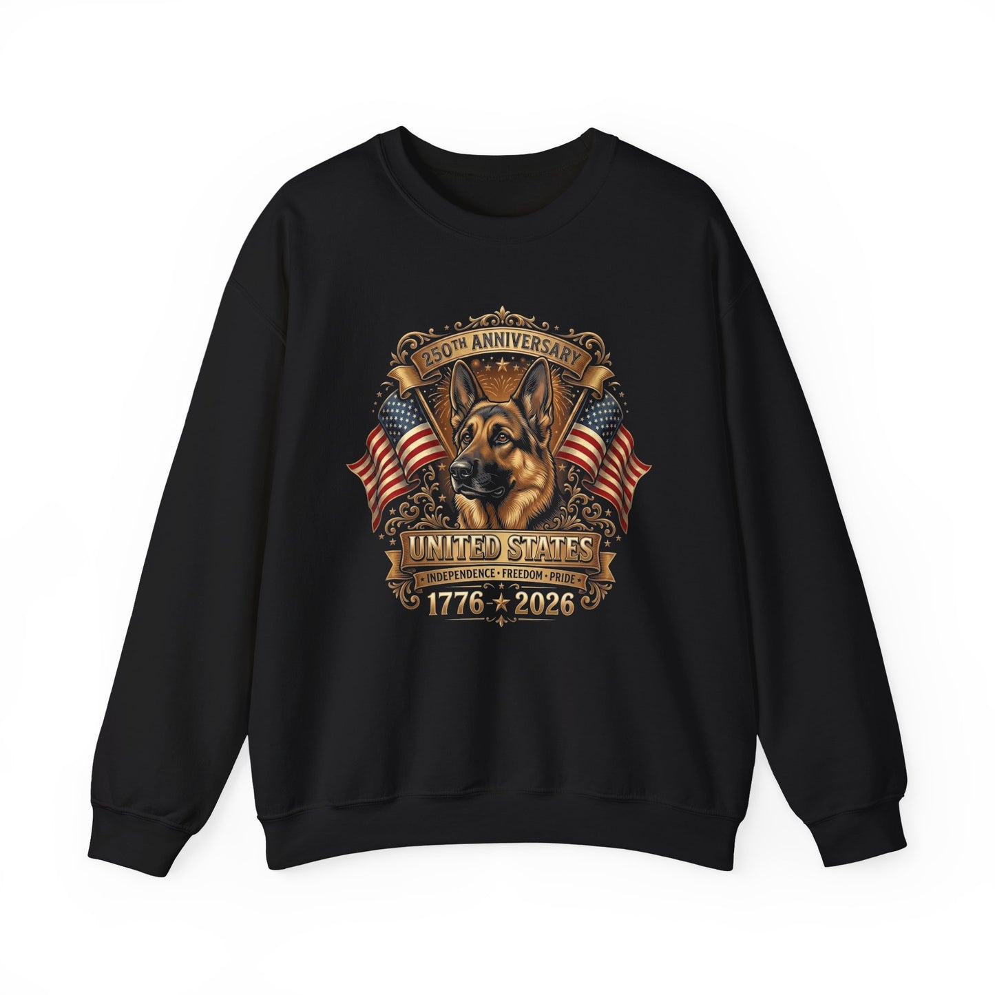 German Shepherd 250 Years Crewneck Sweatshirt Black