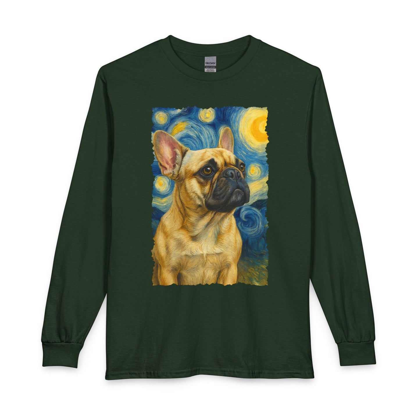 French Bulldog van Gogh Long Sleeve Forest Green