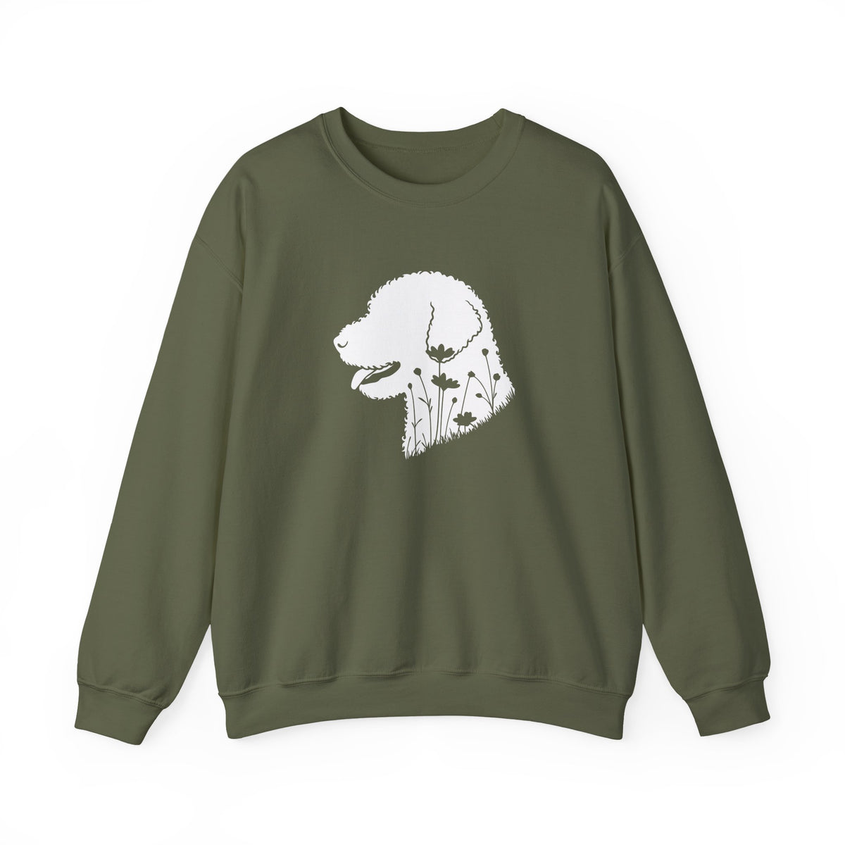 Lagotto Flowers Crewneck Sweatshirt Military Green