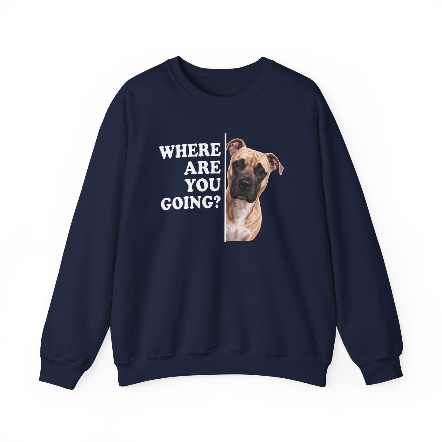 Pitbull Fawn Where Are You Going Crewneck Sweatshirt