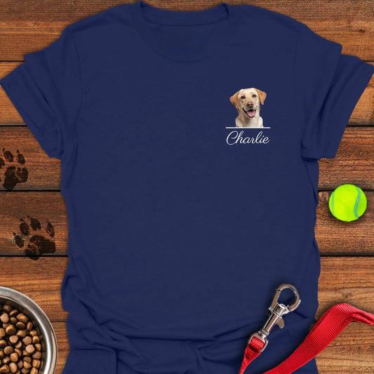 Personalized Subtle Chest Dog Unisex Softstyle T-Shirt Navy