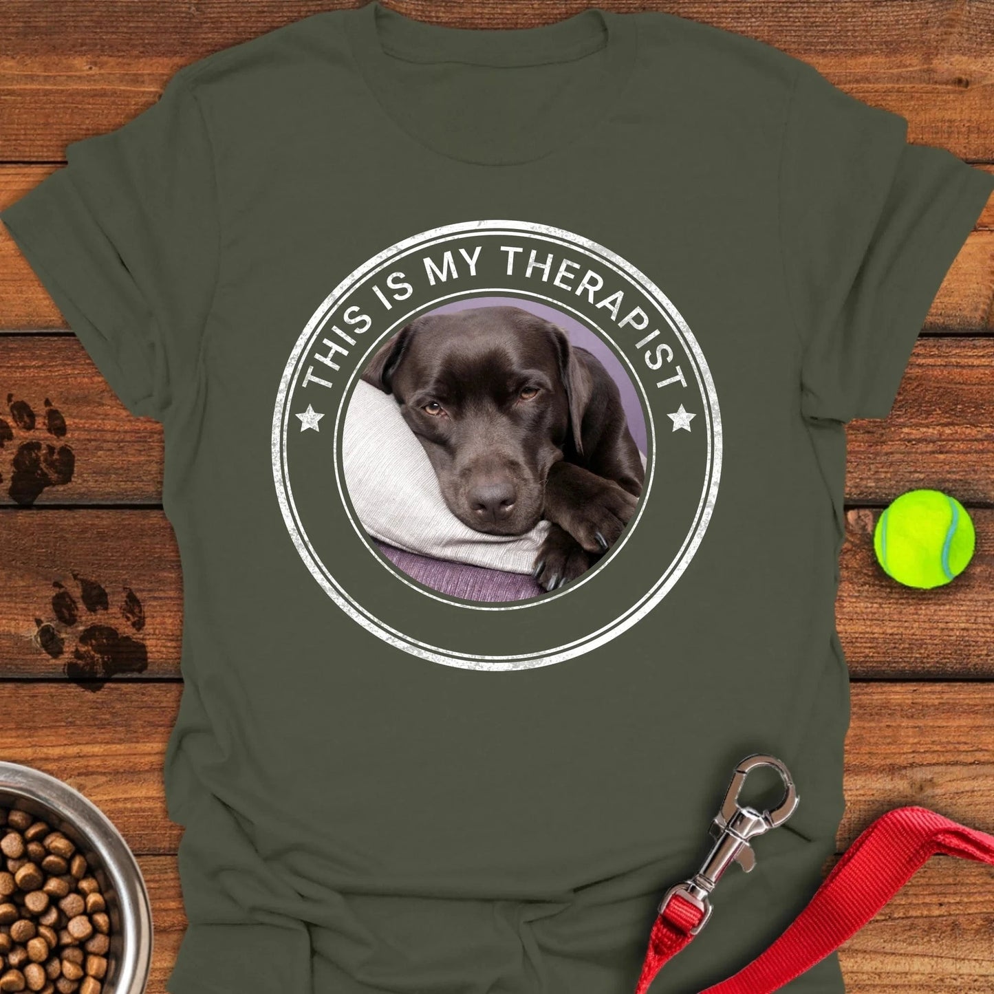Personalized My Therapist Lab T-Shirt Unisex Softstyle T-Shirt Military Green
