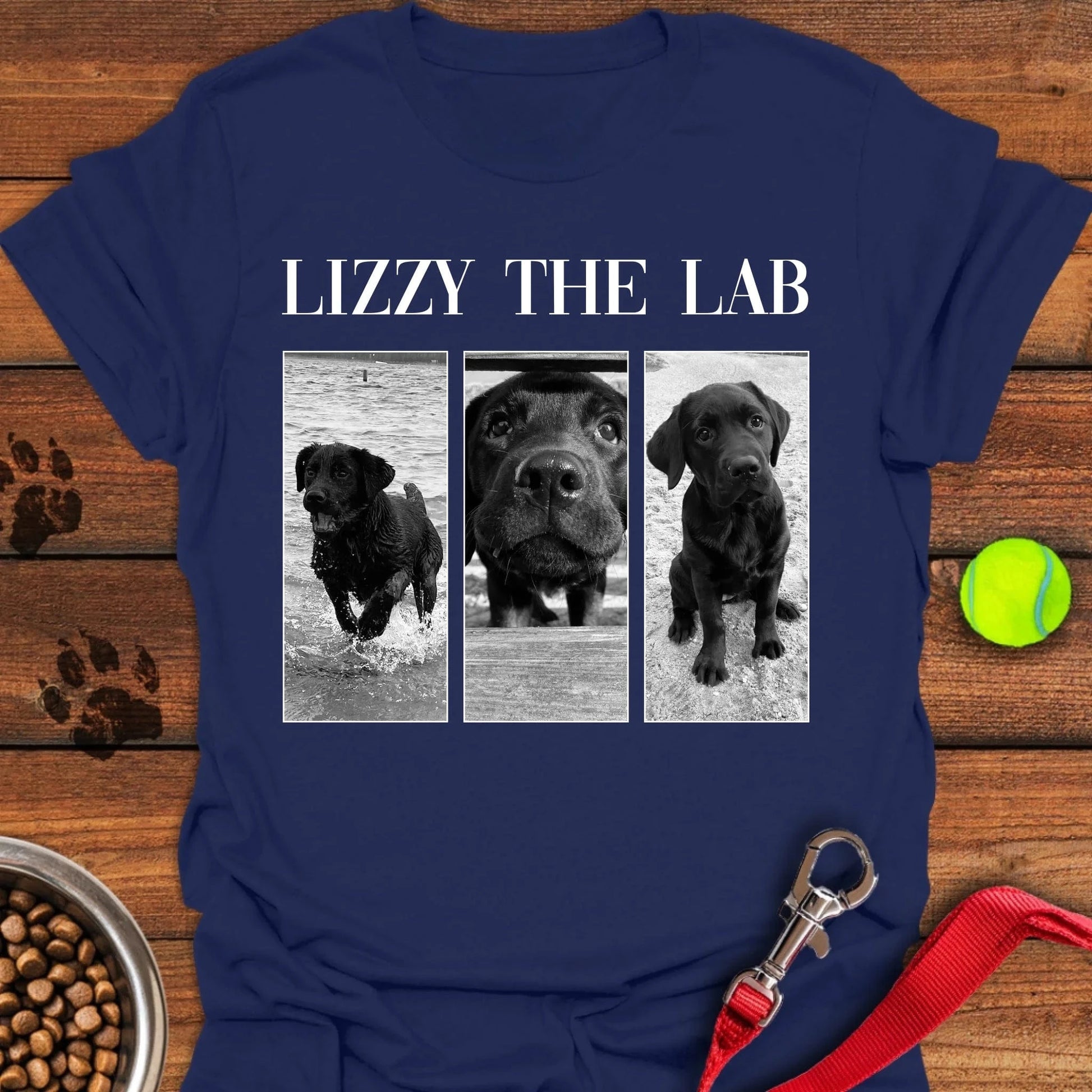 Personalized Lab Photo Frame Unisex Softstyle T-Shirt Navy