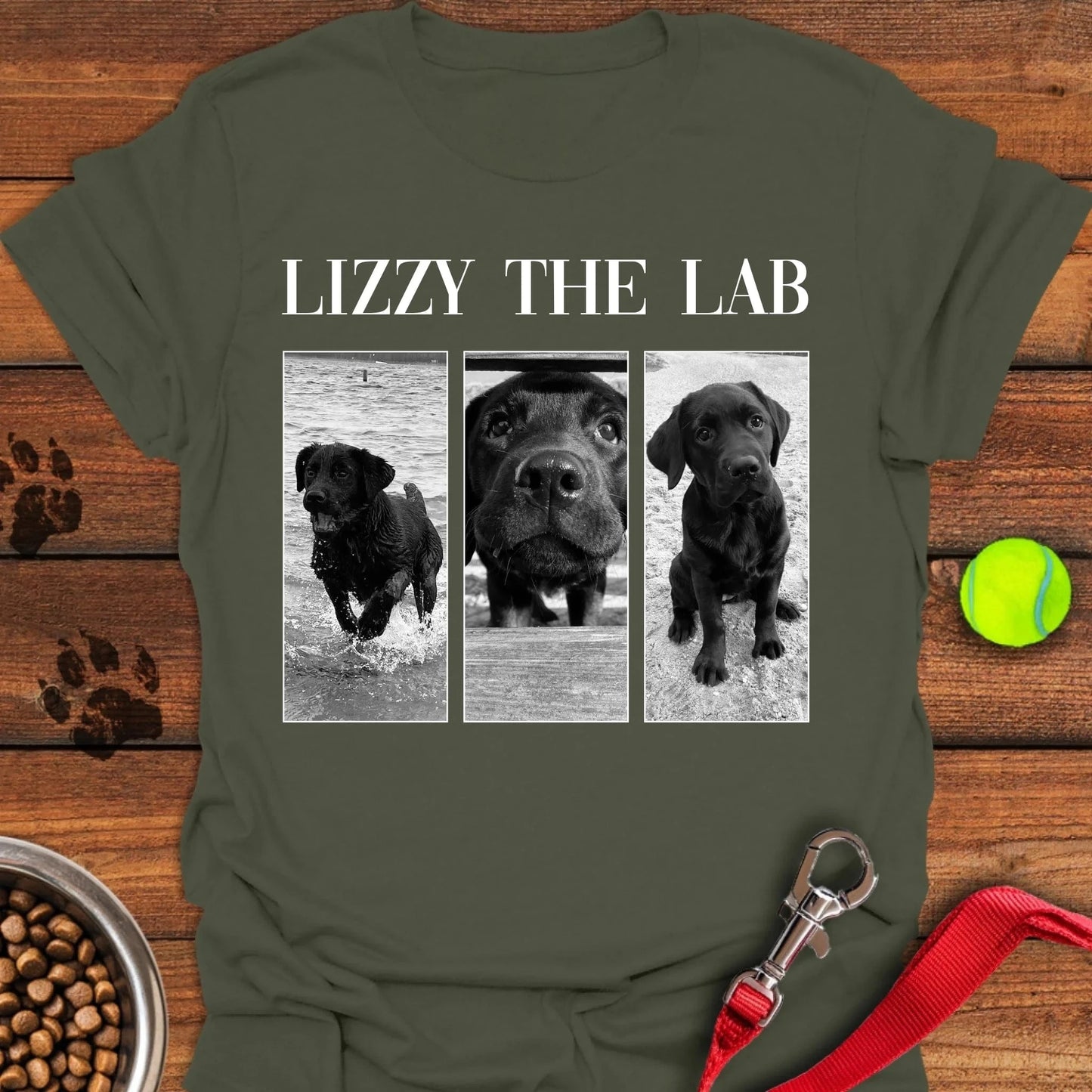 Personalized Lab Photo Frame Unisex Softstyle T-Shirt Military Green