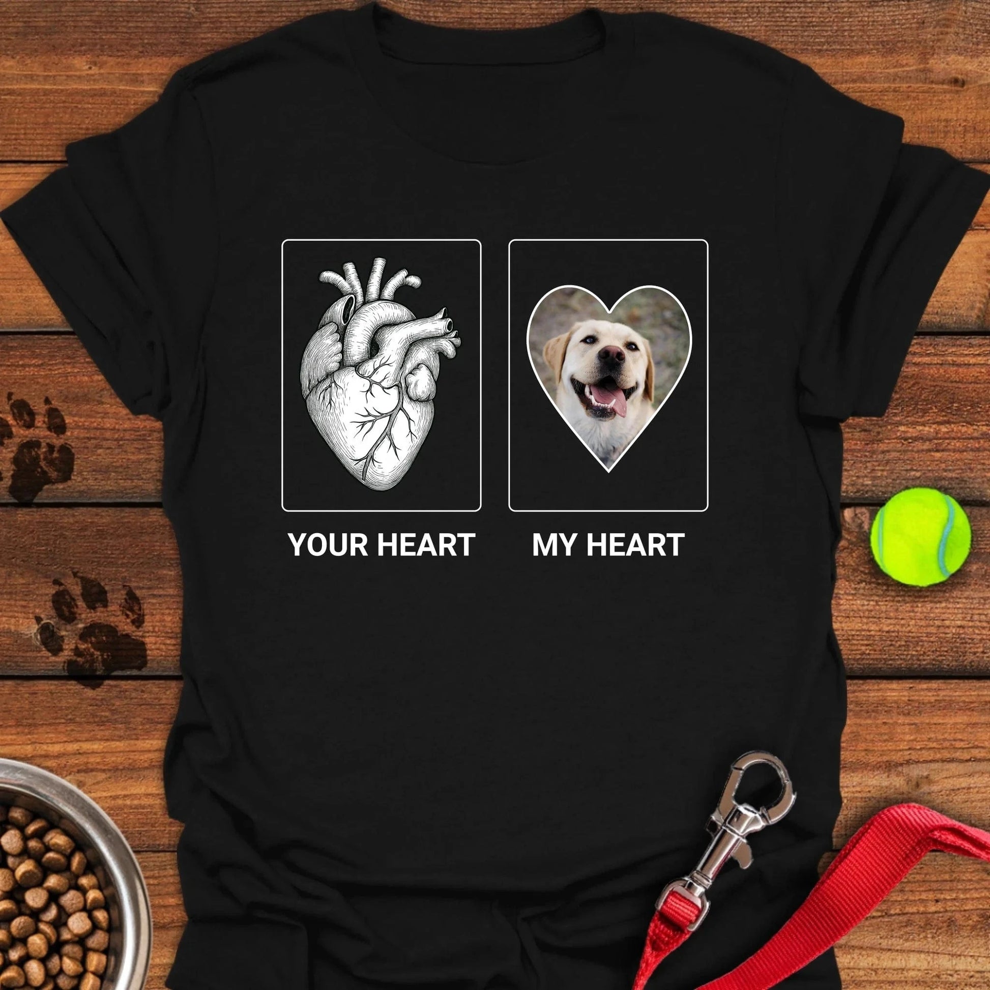 Personalized My Heart Labrador T-Shirt Unisex Softstyle T-Shirt Black
