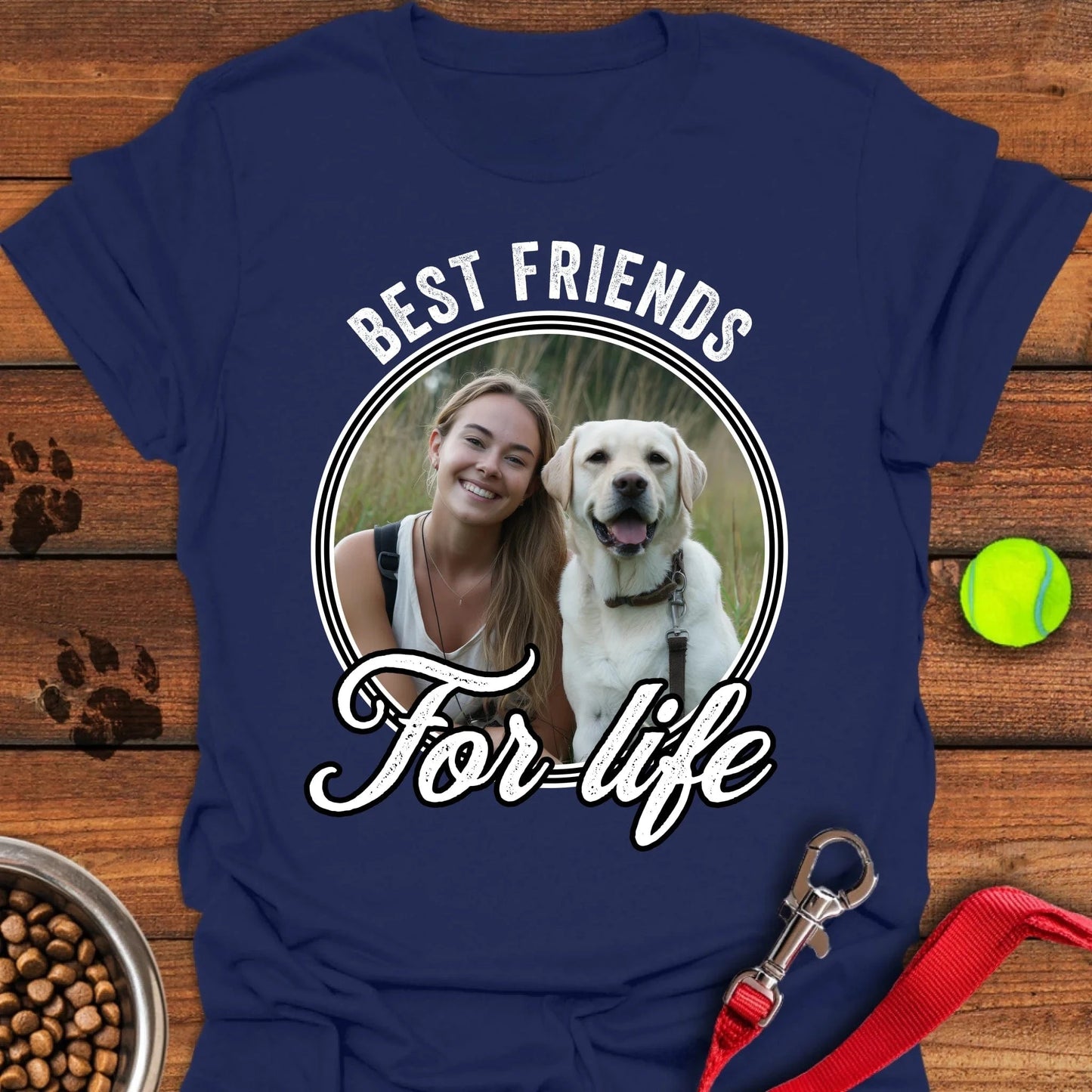Personalized Best Friends Labrador T-Shirt Unisex Softstyle T-Shirt Navy