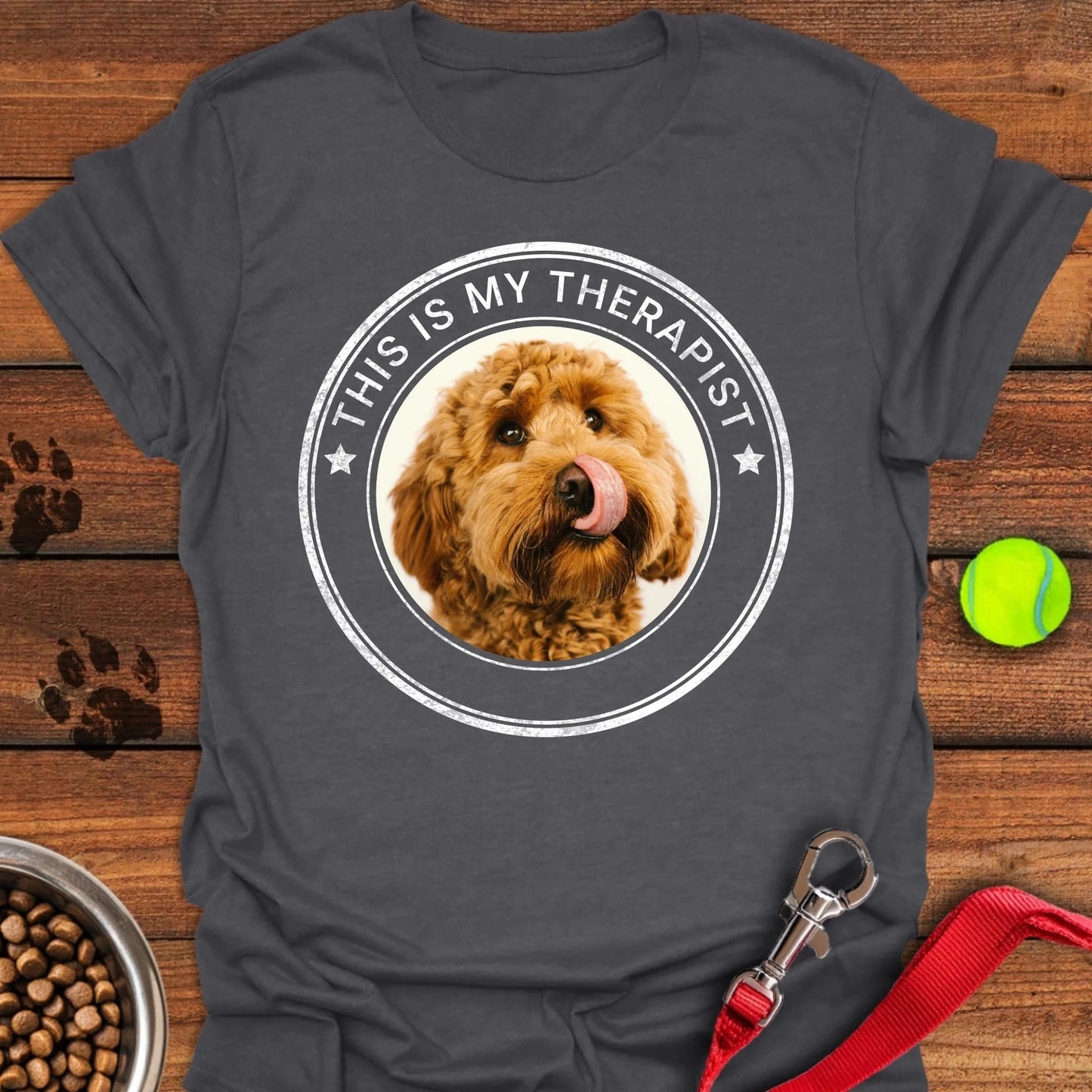 Personalized Dog My Therapist Unisex Softstyle T-Shirt Dark Heather