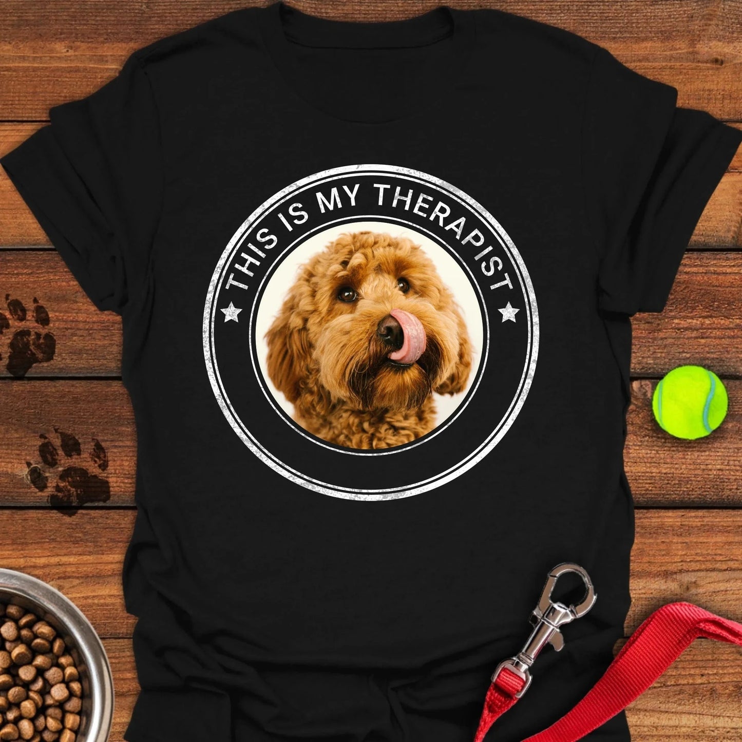 Personalized Dog My Therapist Unisex Softstyle T-Shirt Black