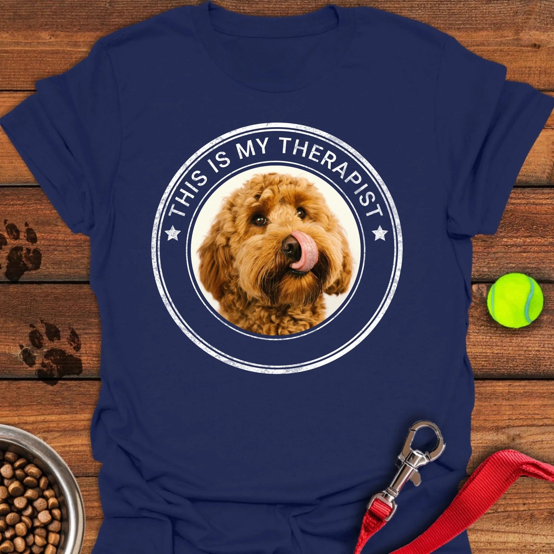 Personalized Dog My Therapist Unisex Softstyle T-Shirt Navy