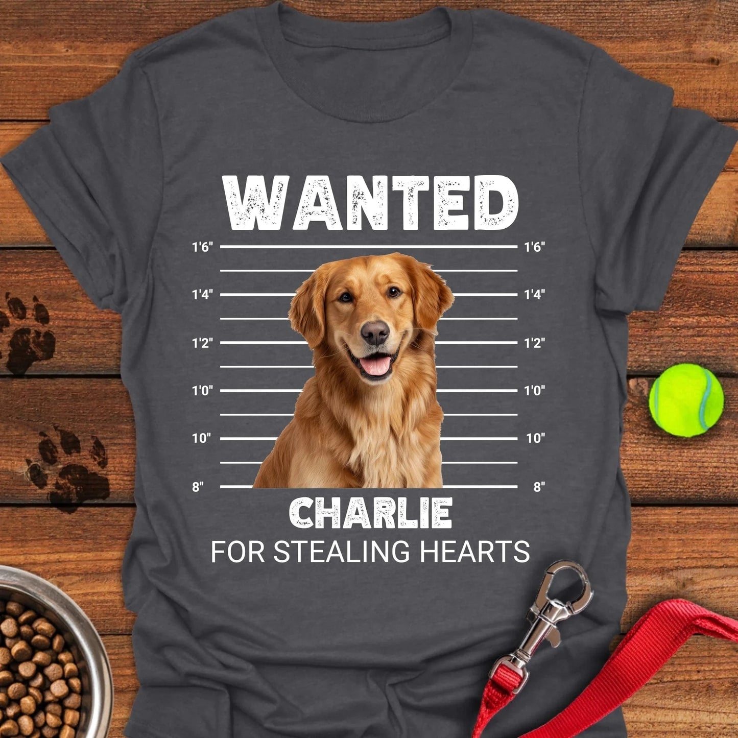 Personalized Mugshot Golden Retriever T-Shirt Unisex Softstyle T-Shirt Dark Heather