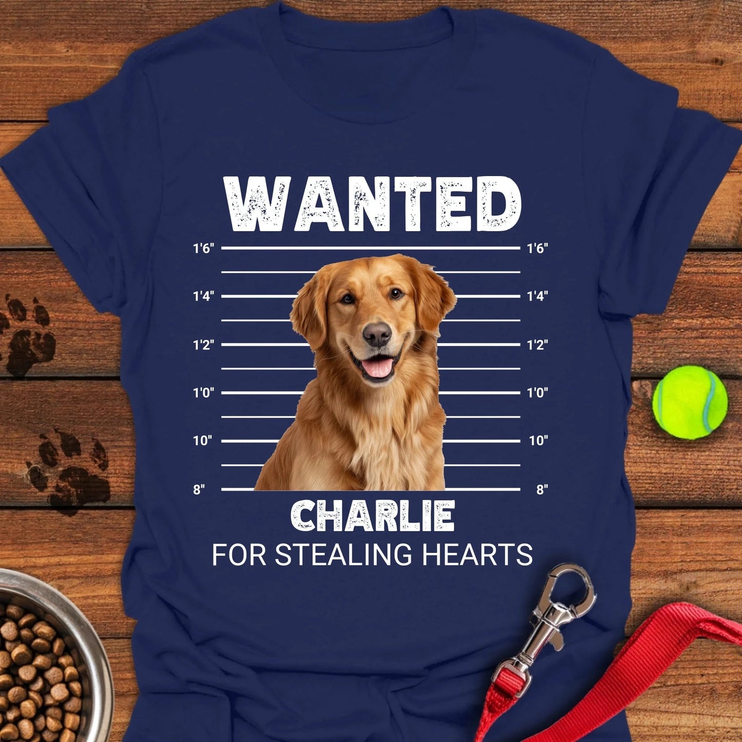 Personalized Mugshot Golden Retriever T-Shirt Unisex Softstyle T-Shirt Navy