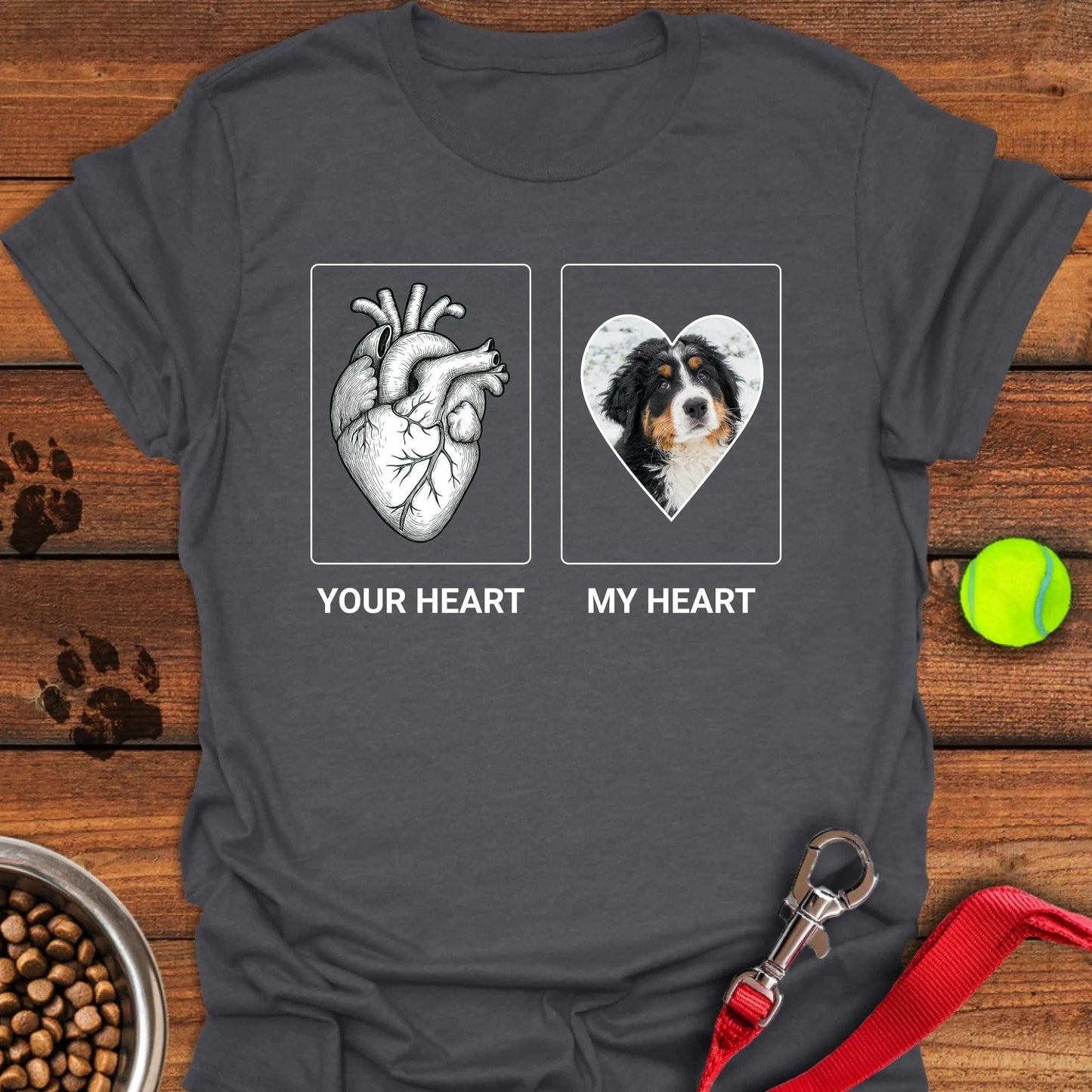 Personalized My Heart Dog Unisex Softstyle T-Shirt Dark Heather