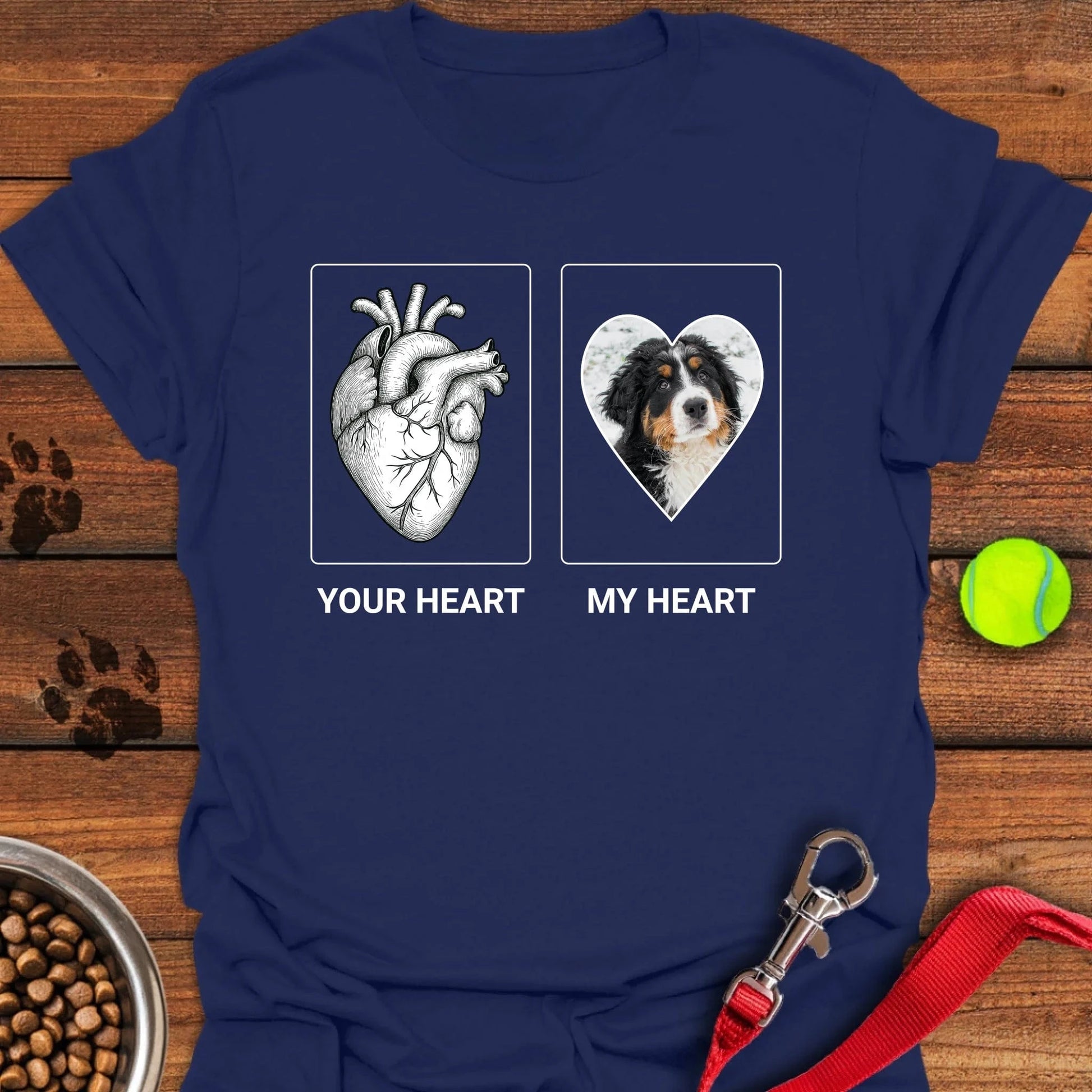 Personalized My Heart Dog Unisex Softstyle T-Shirt Navy