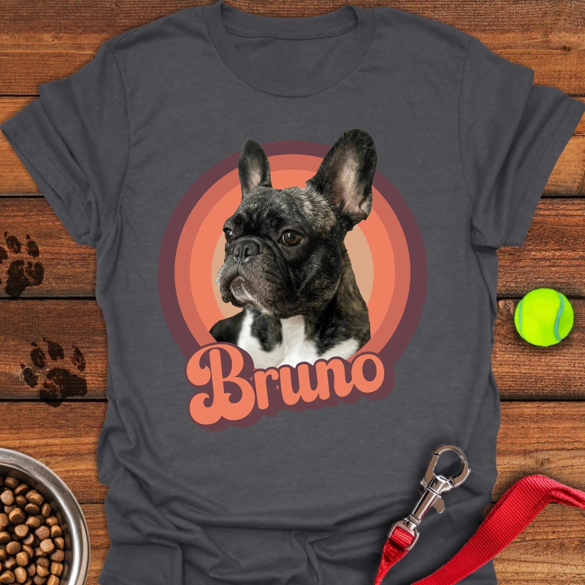 Personalized Frenchie Portrait Unisex Softstyle T-Shirt Dark Heather
