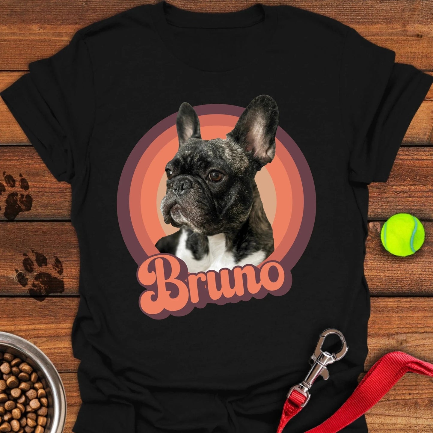 Personalized French Bulldog Portrait T-Shirt Unisex Softstyle T-Shirt Black