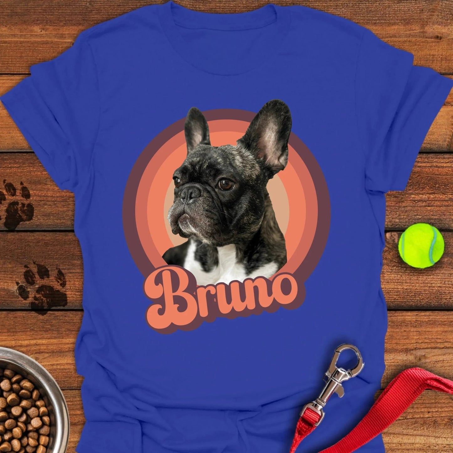 Personalized French Bulldog Portrait T-Shirt Unisex Softstyle T-Shirt Royal