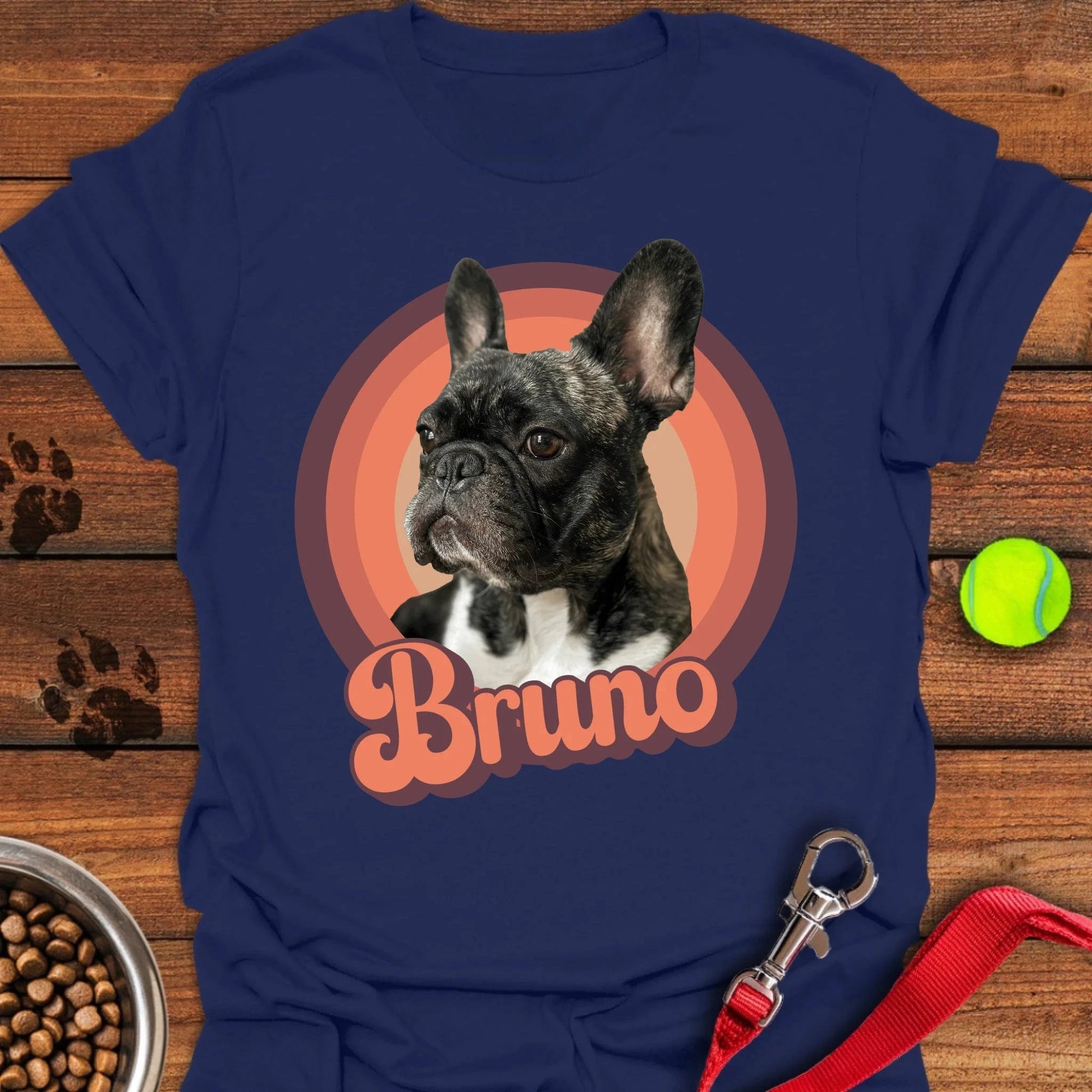 Personalized French Bulldog Portrait T-Shirt Unisex Softstyle T-Shirt Navy