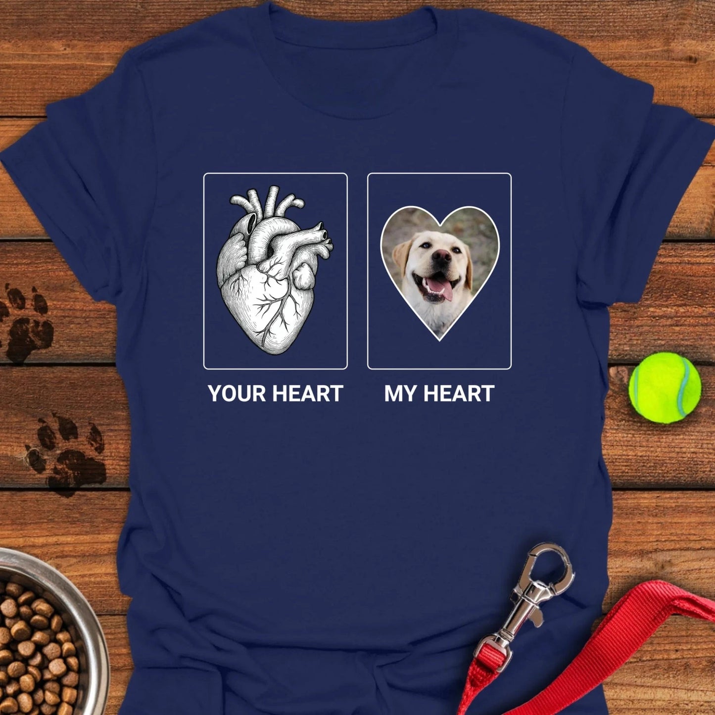 Personalized My Heart Labrador Unisex Softstyle T-Shirt Navy