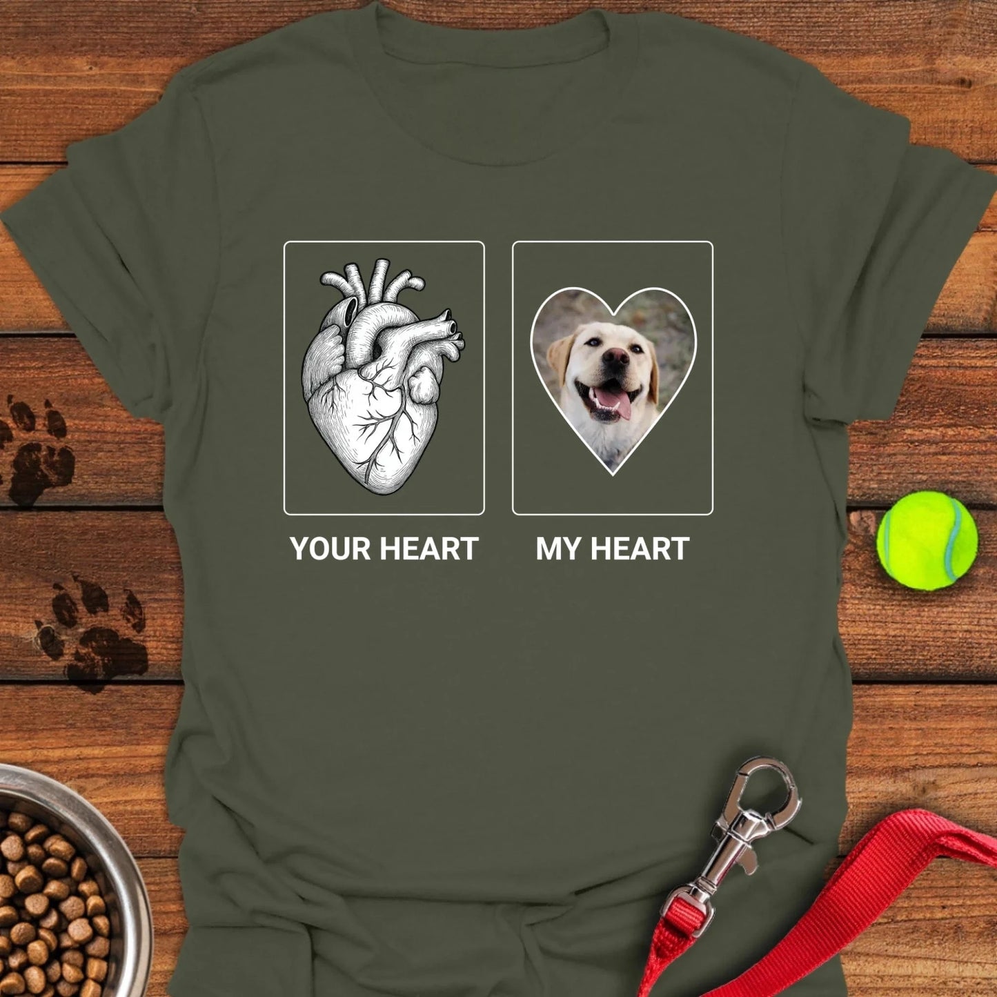 Personalized My Heart Labrador Unisex Softstyle T-Shirt Military Green