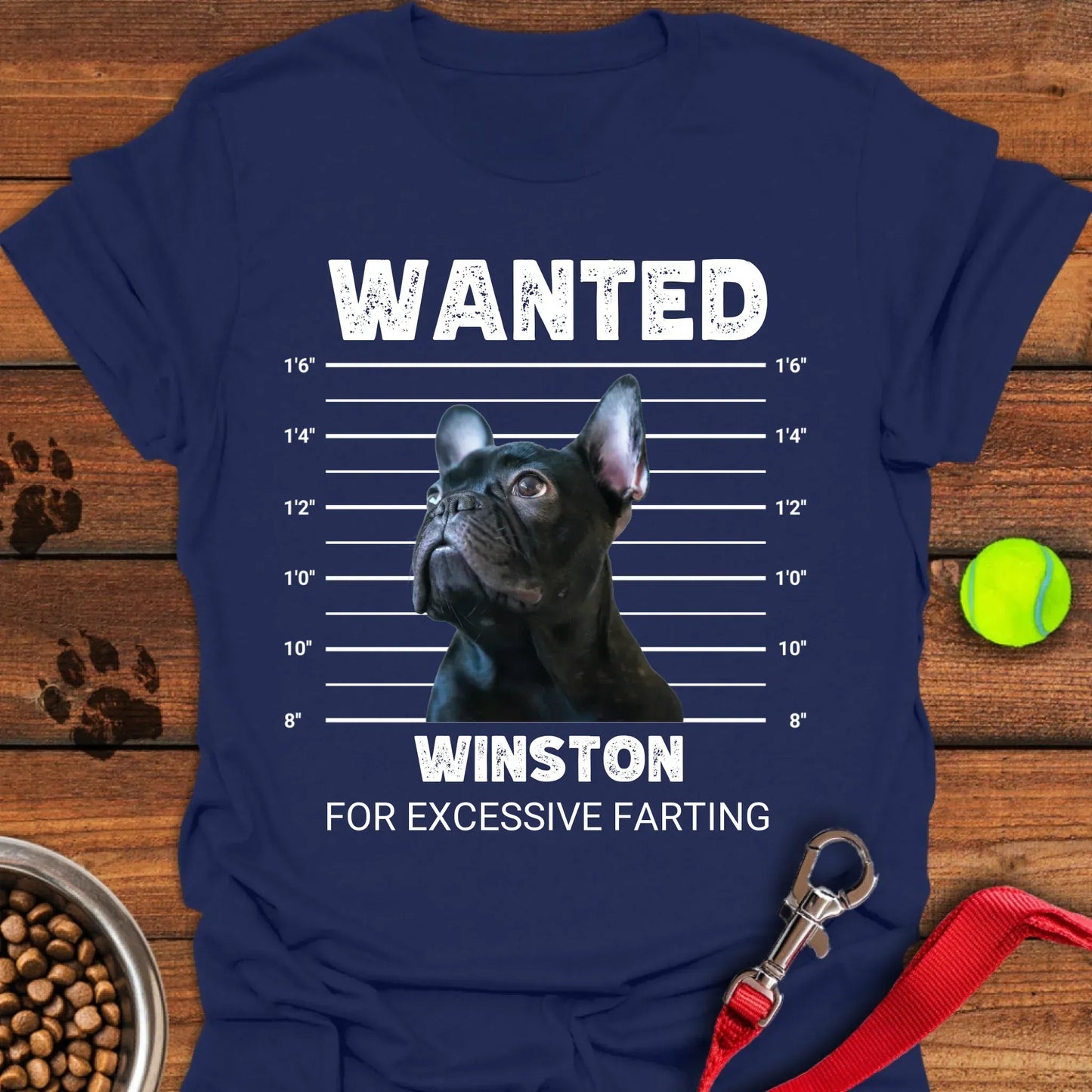 Personalized Frenchie Mugshot Unisex Softstyle T-Shirt Navy