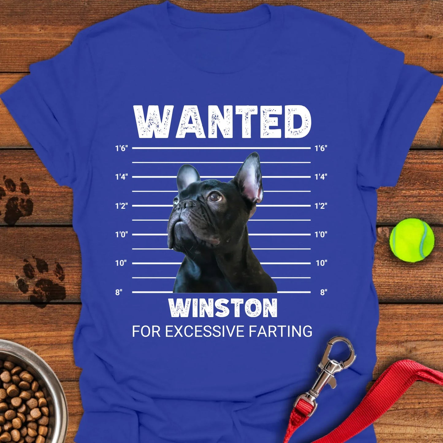 Personalized Frenchie Mugshot Unisex Softstyle T-Shirt Royal