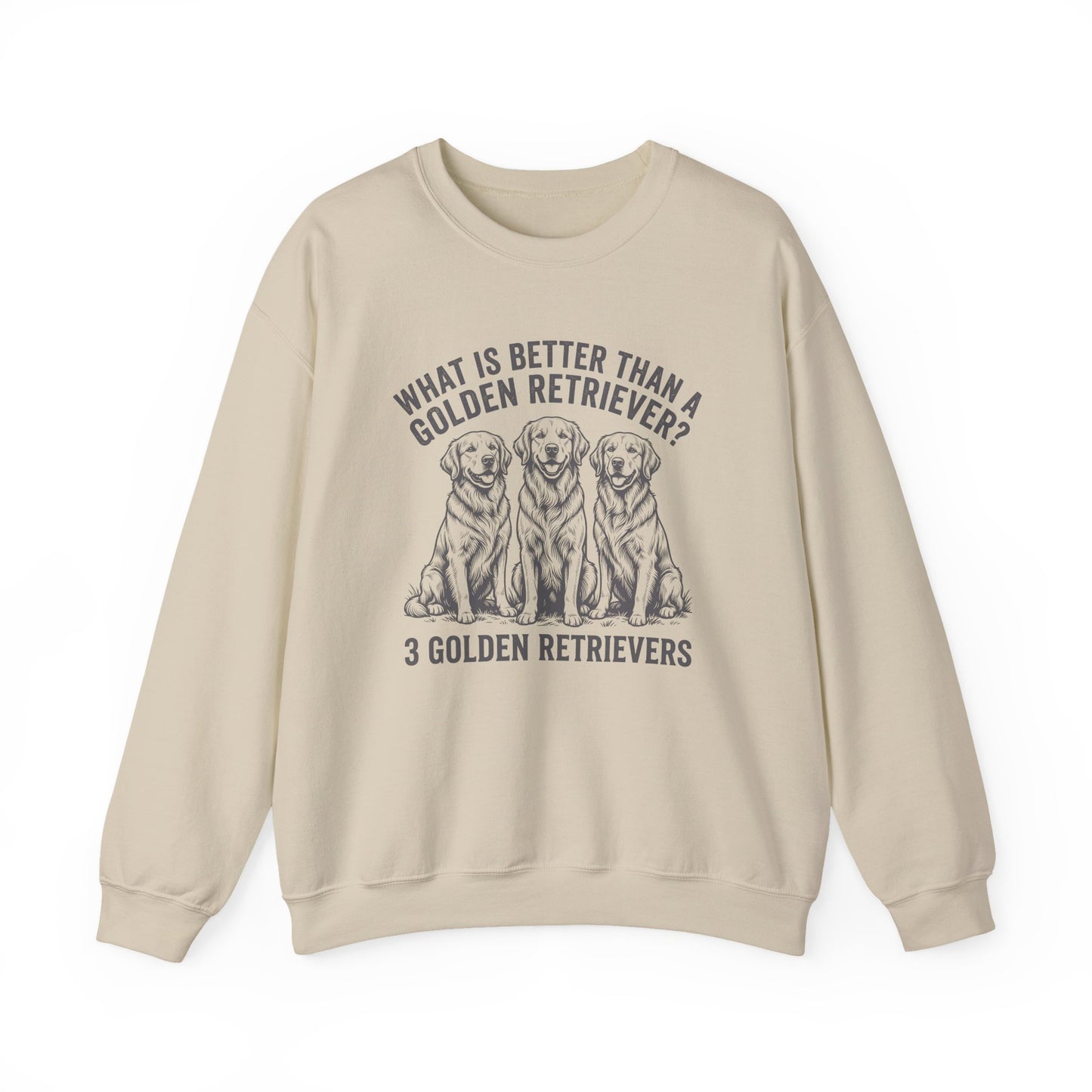 Three Golden Retrievers Crewneck Sweatshirt Sand